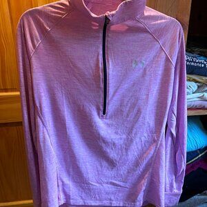 Under Armour Women's Large Heather Pink1/2 Zip Pullover Jacket